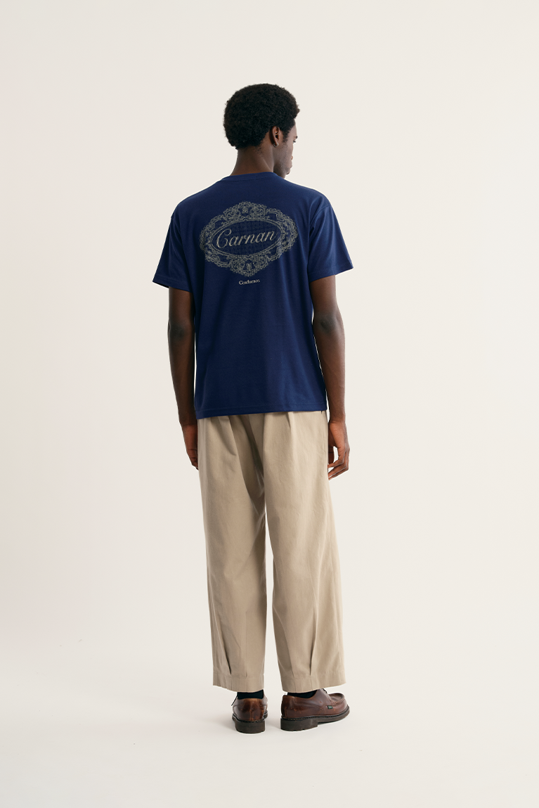 Lace Stamp Heavy T-shirt - Navy