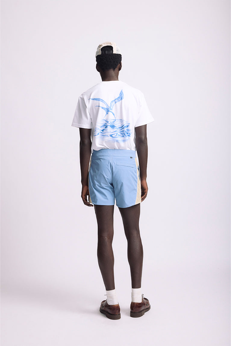 Curved Mesh Boardshorts - Light Blue