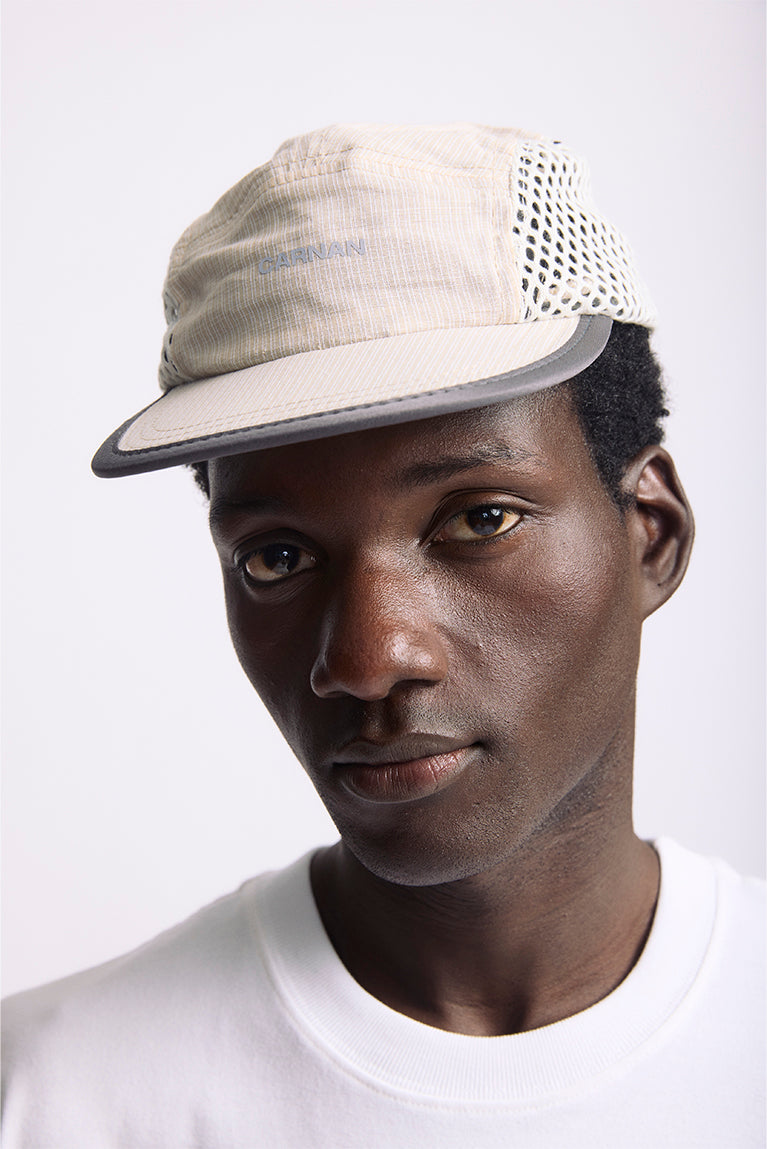 Plaid Mesh Hat - Beige - hover