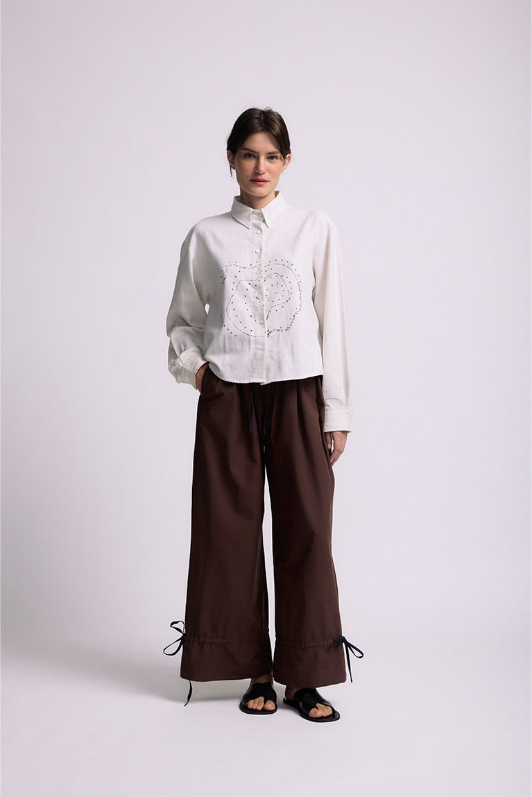 Spiral Cropped Shirt - Off