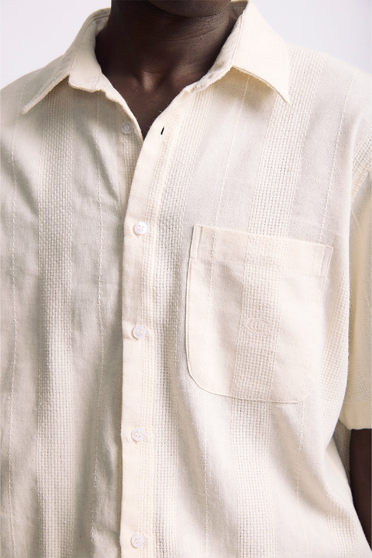 Textured Short Sleeve Shirt - Off