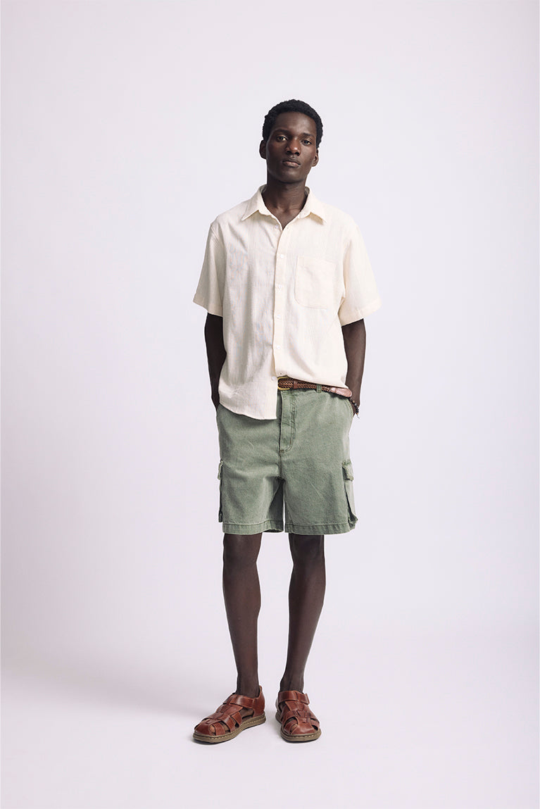 Textured Short Sleeve Shirt - Off