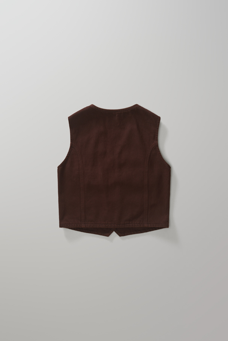 Washed Brown Twill Vest
