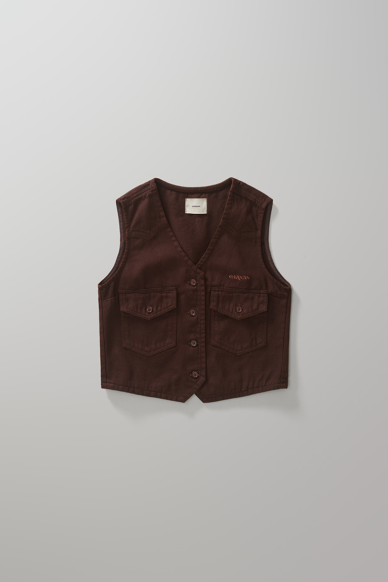 Washed Brown Twill Vest